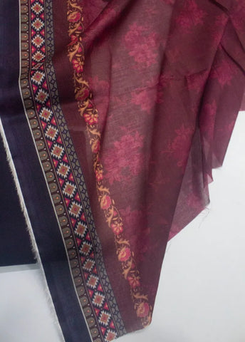 3 Piece Printed Purple Color Khaddar Unstitched Suit