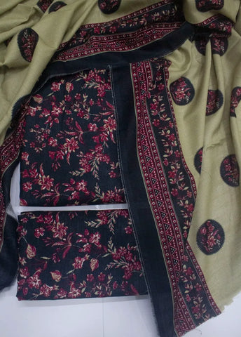 3 Piece Printed MultiColor Khaddar Unstitched Suit