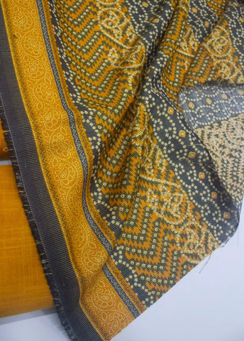 3 Piece Printed Orange Color Khaddar Unstitched Suit