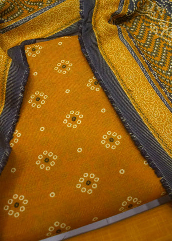 3 Piece Printed Orange Color Khaddar Unstitched Suit