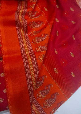3 Piece Printed Red Color Khaddar Unstitched Suit