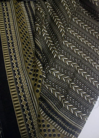 3 Piece Printed Black Color Khaddar Unstitched Suit