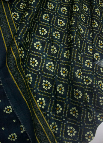 3 Piece Printed Navy Blue Color Khaddar Unstitched Suit