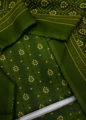 3 Piece Printed Green Color Khaddar Unstitched Suit