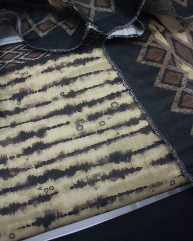 3 Piece Printed Beige & Brown Color Khaddar Unstitched Suit