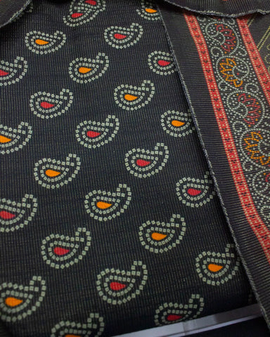 3 Piece Printed Black Color Khaddar Unstitched Suit
