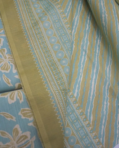 3 Piece Printed Pastel Blue Color Khaddar Unstitched Suit