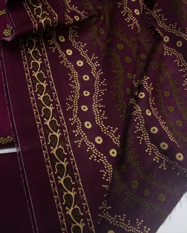 3 Piece Printed Maroon Color Khaddar Unstitched Suit