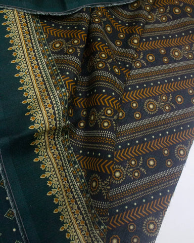 3 Piece Printed Teal Color Khaddar Unstitched Suit