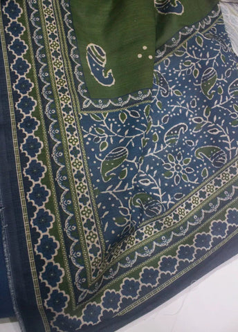 3 Piece Printed Blue Color Khaddar Unstitched Suit