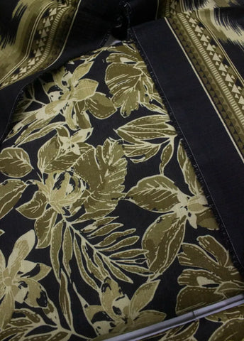 3 Piece Printed Black & Green Color Khaddar Unstitched Suit