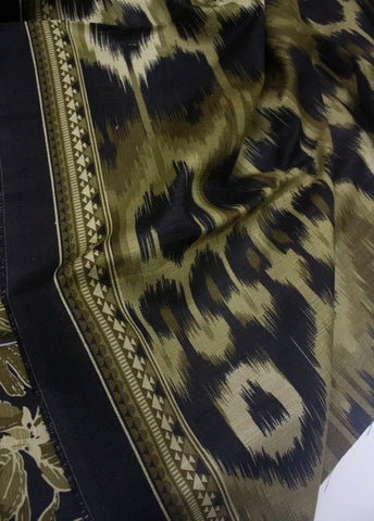3 Piece Printed Black & Green Color Khaddar Unstitched Suit