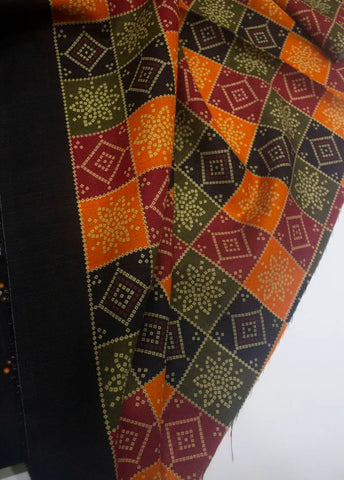 3 Piece Printed Black Color Khaddar Unstitched Suit