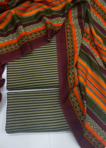 3 Piece Printed MultiColor Khaddar Unstitched Suit