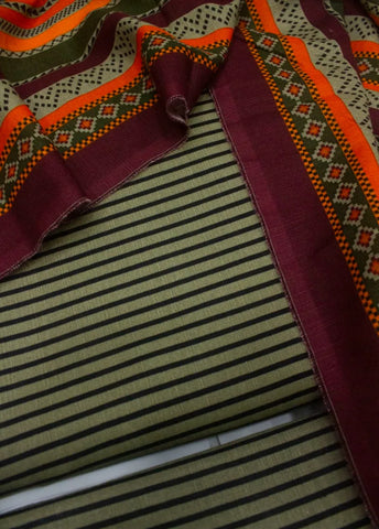3 Piece Printed MultiColor Khaddar Unstitched Suit