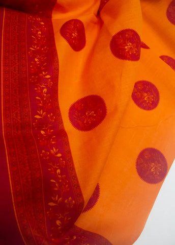 3 Piece Printed Red Color Khaddar Unstitched Suit