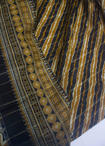 3 Piece Printed Mustard Color Khaddar Unstitched Suit