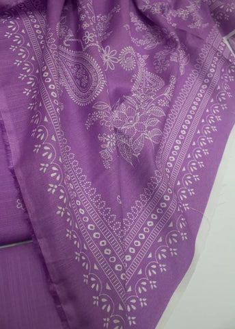 3 Piece Printed Lilac Color Khaddar Unstitched Suit