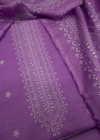 3 Piece Printed Lilac Color Khaddar Unstitched Suit
