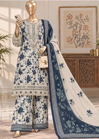 3 Piece Embroidered Stitched MultiColor Khaddar Shirt with Bell Bottoms & Dupatta