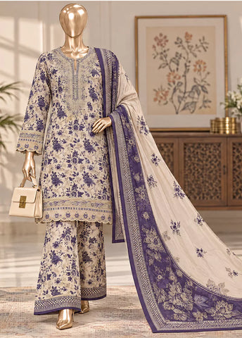 3 Piece Embroidered Stitched MultiColor Khaddar Shirt with Bell Bottoms & Dupatta
