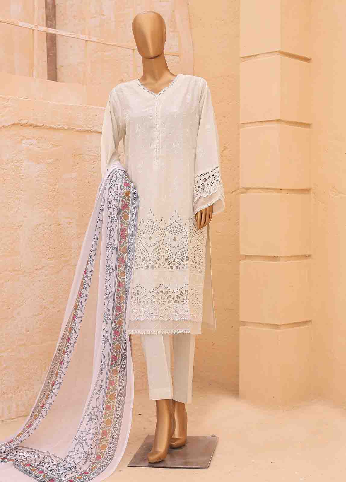 Bin Saeed Fabric - LF-011-3 Piece Chikankari Stitched Suit