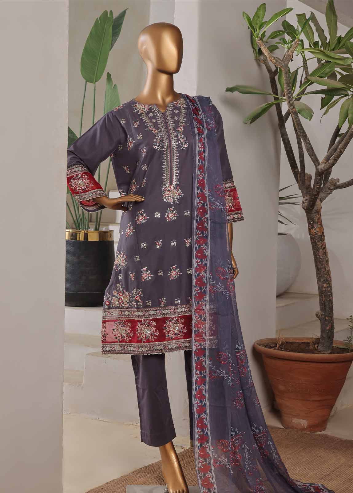 Bin Saeed Fabric - LF-0112-EMB R68- 3 Piece Luxury Embroidered Stitched Suit