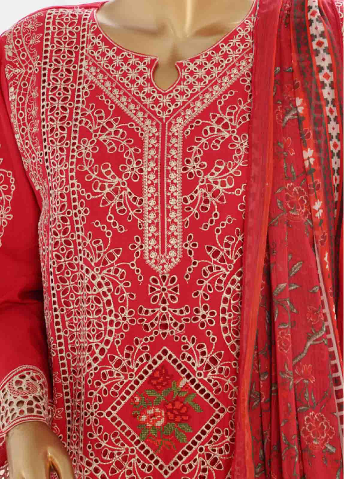 Bin Saeed Fabric - LF-0144 R- 3 Piece Luxury Embroidered Stitched Suit