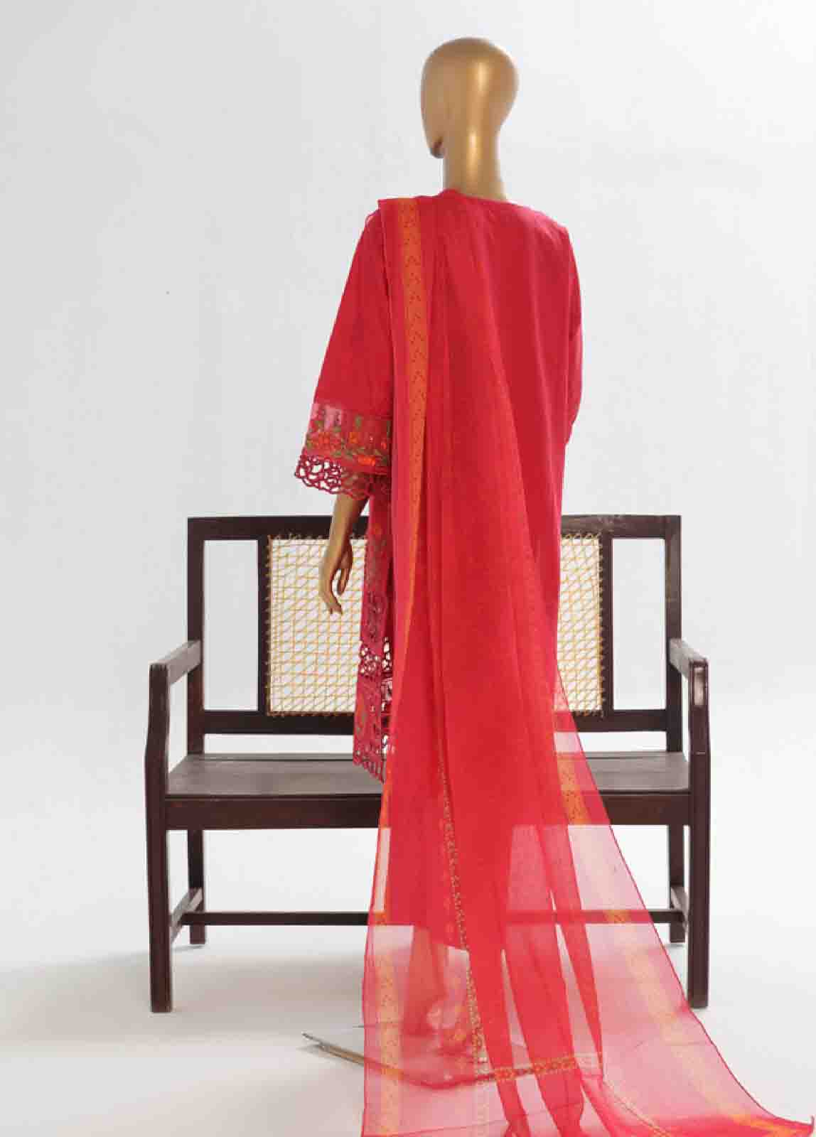 Bin Saeed Fabric - LF-0144 R- 3 Piece Luxury Embroidered Stitched Suit