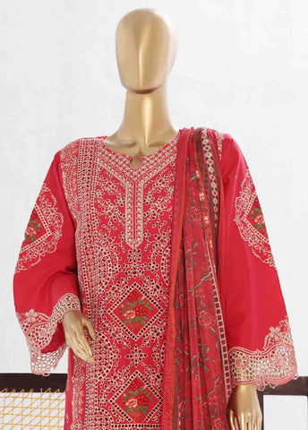 Bin Saeed Fabric - LF-0144 R- 3 Piece Luxury Embroidered Stitched Suit