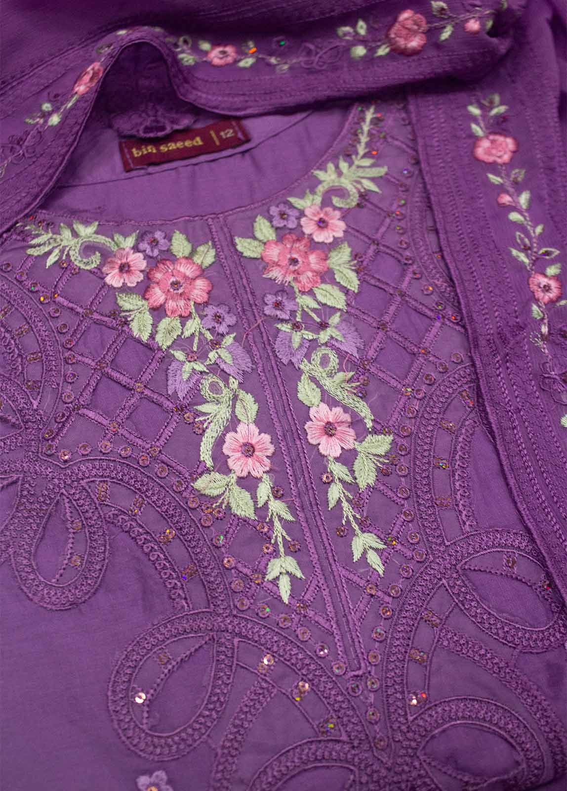 Bin Saeed Fabric - LF-0147 B- 3 Piece Luxury Embroidered Stitched Suit