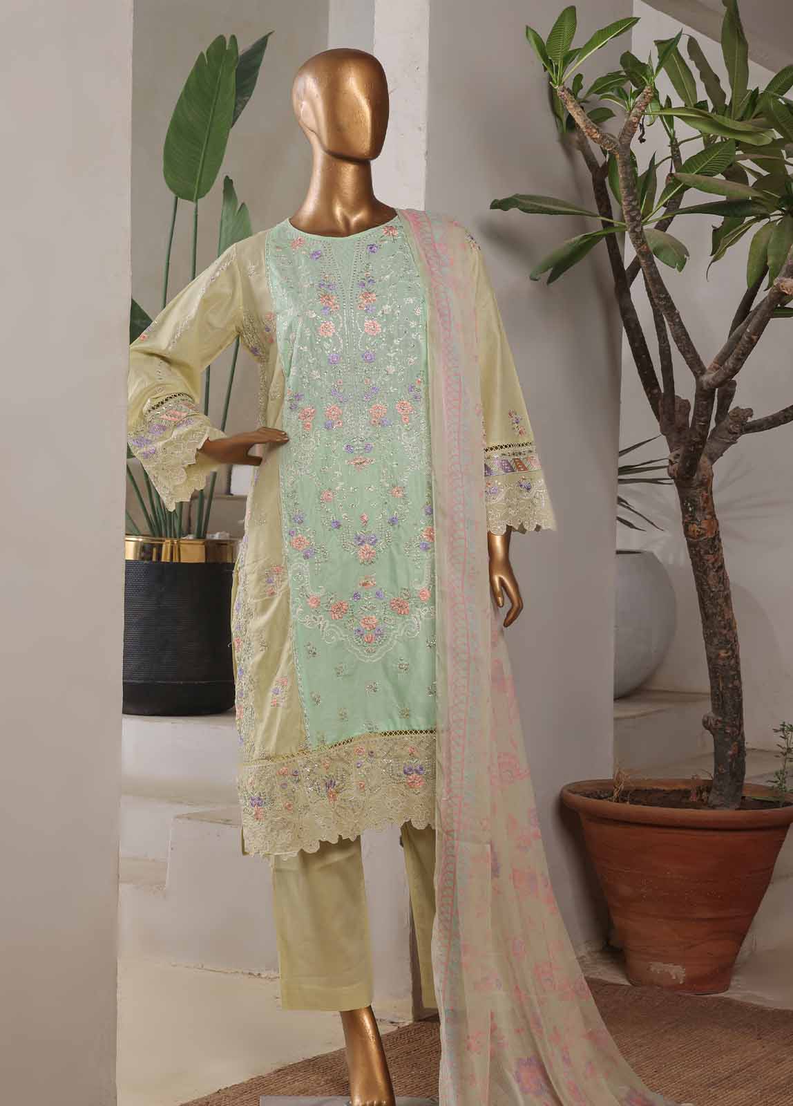Bin Saeed Fabric - LF-019-EMB R68- 3 Piece Luxury Embroidered Stitched Suit