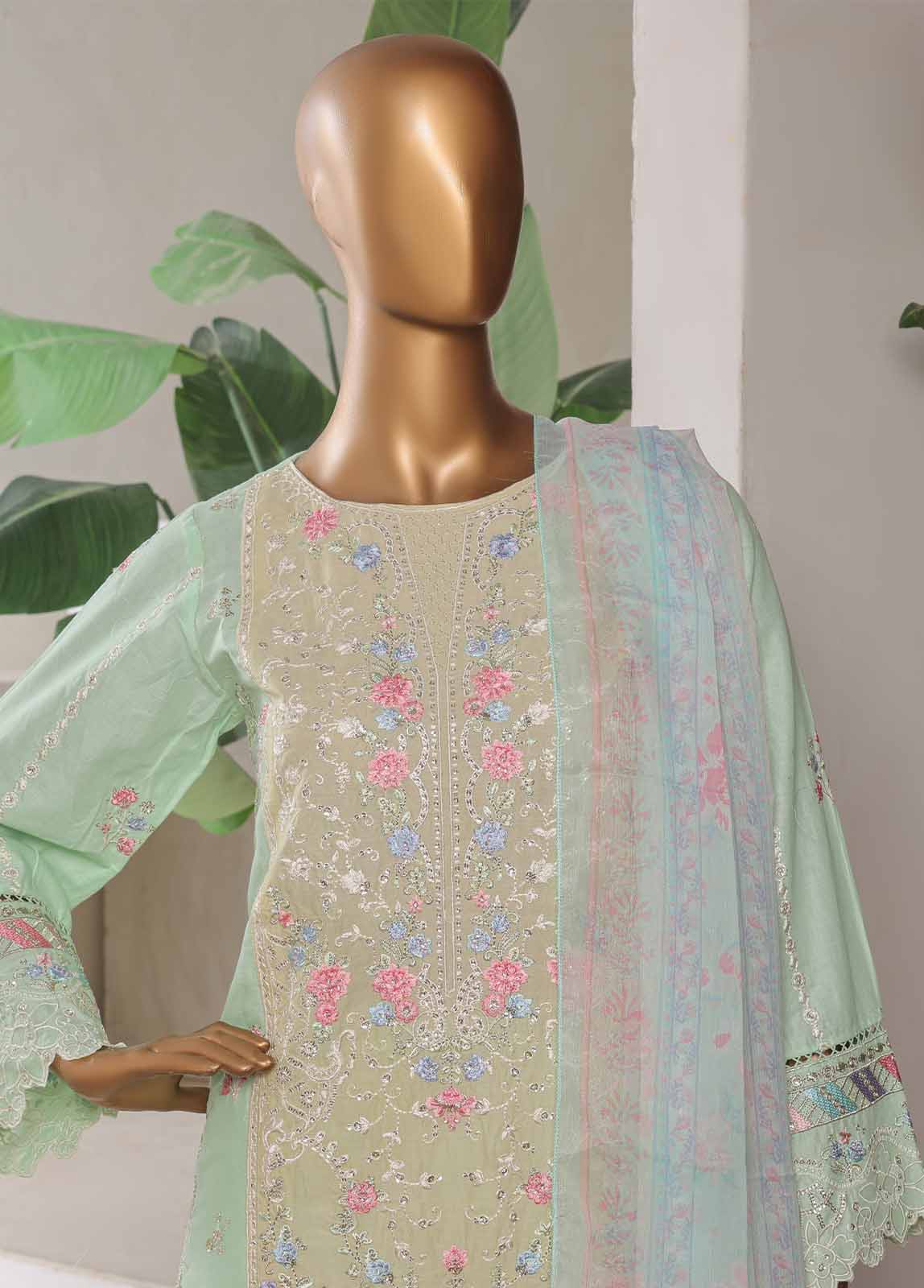 Bin Saeed Fabric - LF-034-EMB R68- 3 Piece Luxury Embroidered Stitched Suit