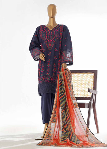 LF-EMB-046A- 3 Piece Embroidered Stitched Suit
