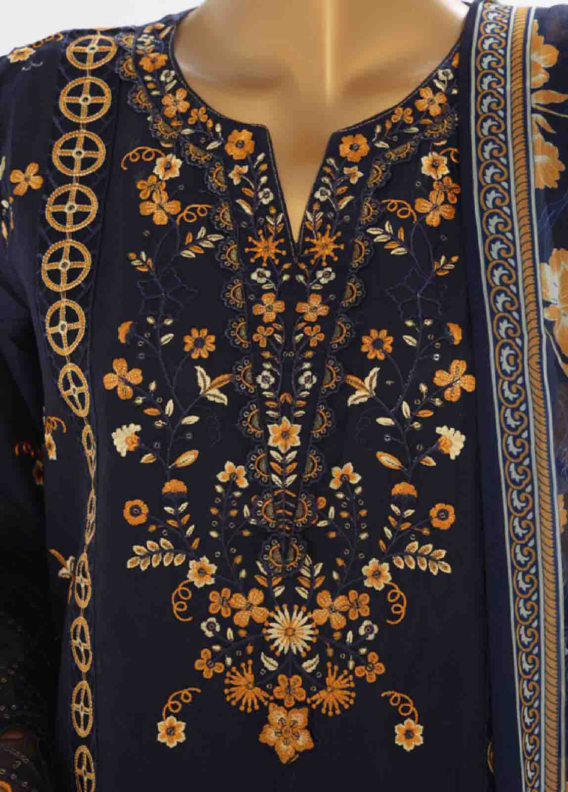 Bin Saeed Fabric - LF-046 F- 3 Piece Luxury Embroidered Stitched Suit