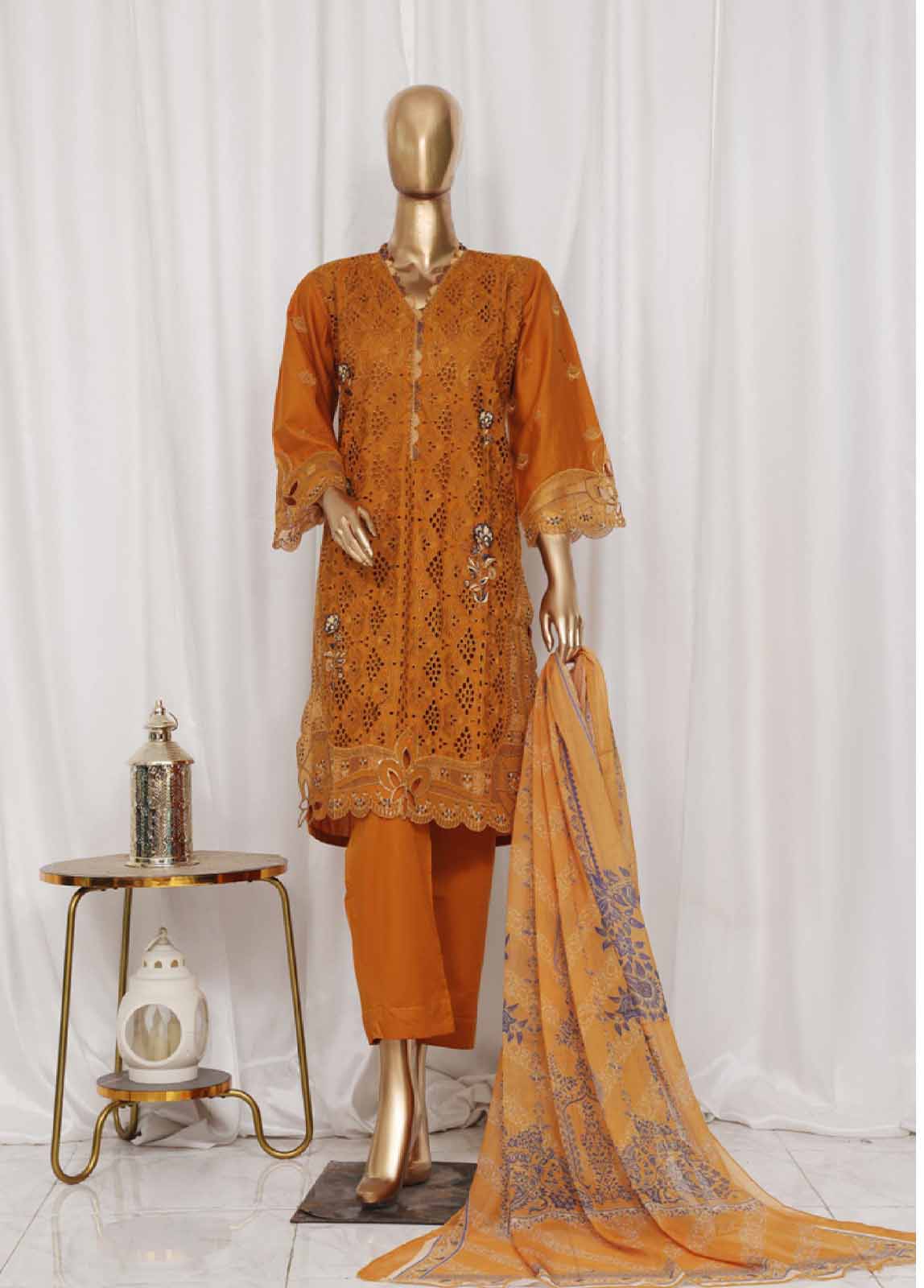 Bin Saeed Fabric - LF-047A- 3 Piece Luxury Embroidered Stitched Suit