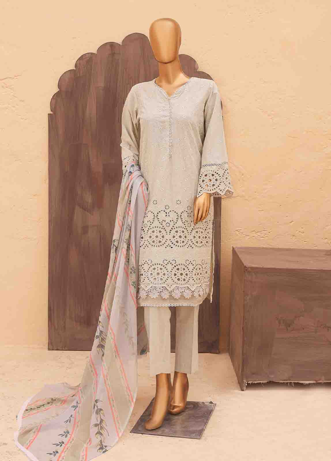Bin Saeed Fabric - LF-056-3 Piece Chikankari Stitched Suit