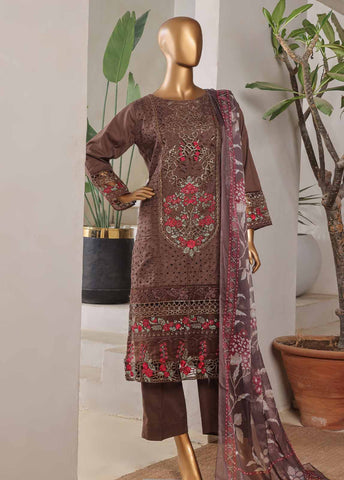 Bin Saeed Fabric - LF-076-EMB B R68- 3 Piece Luxury Embroidered Stitched Suit