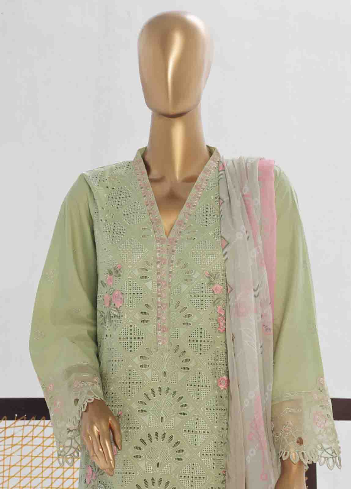 Bin Saeed Fabric - LF-093 F- 3 Piece Luxury Embroidered Stitched Suit