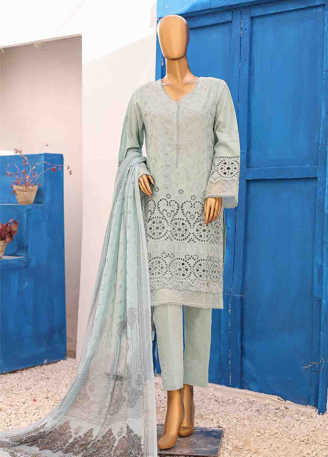 Bin Saeed Fabric - LF-098-3 Piece Chikankari Stitched Suit