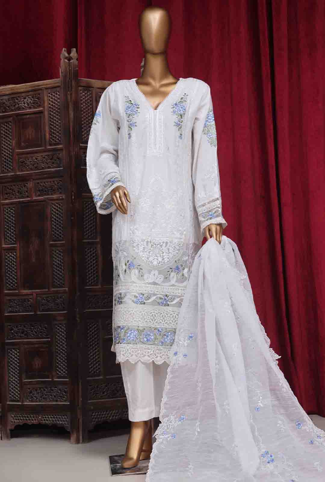 Bin Saeed Fabric - LF-100- 3 Piece Luxury Embroidered Stitched Suit
