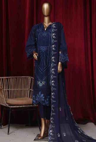 Bin Saeed Fabric - LF-101 B- 3 Piece Luxury Embroidered Stitched Suit