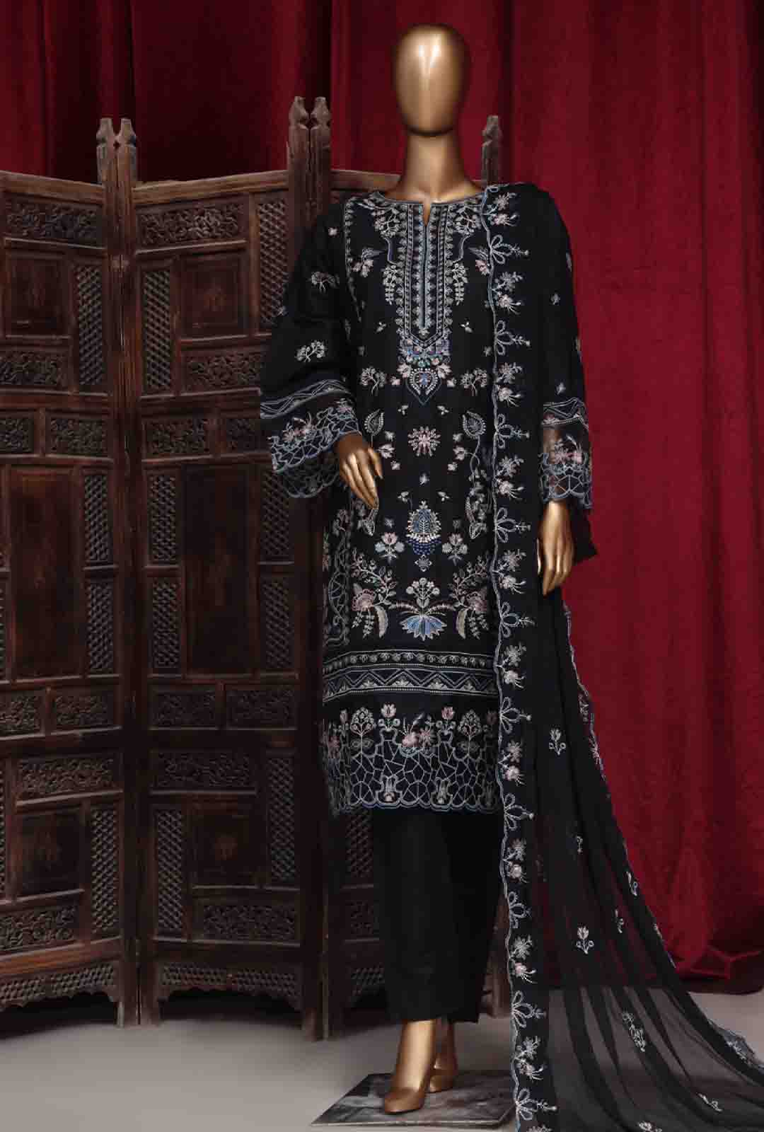 Bin Saeed Fabric - LF-102- 3 Piece Luxury Embroidered Stitched Suit