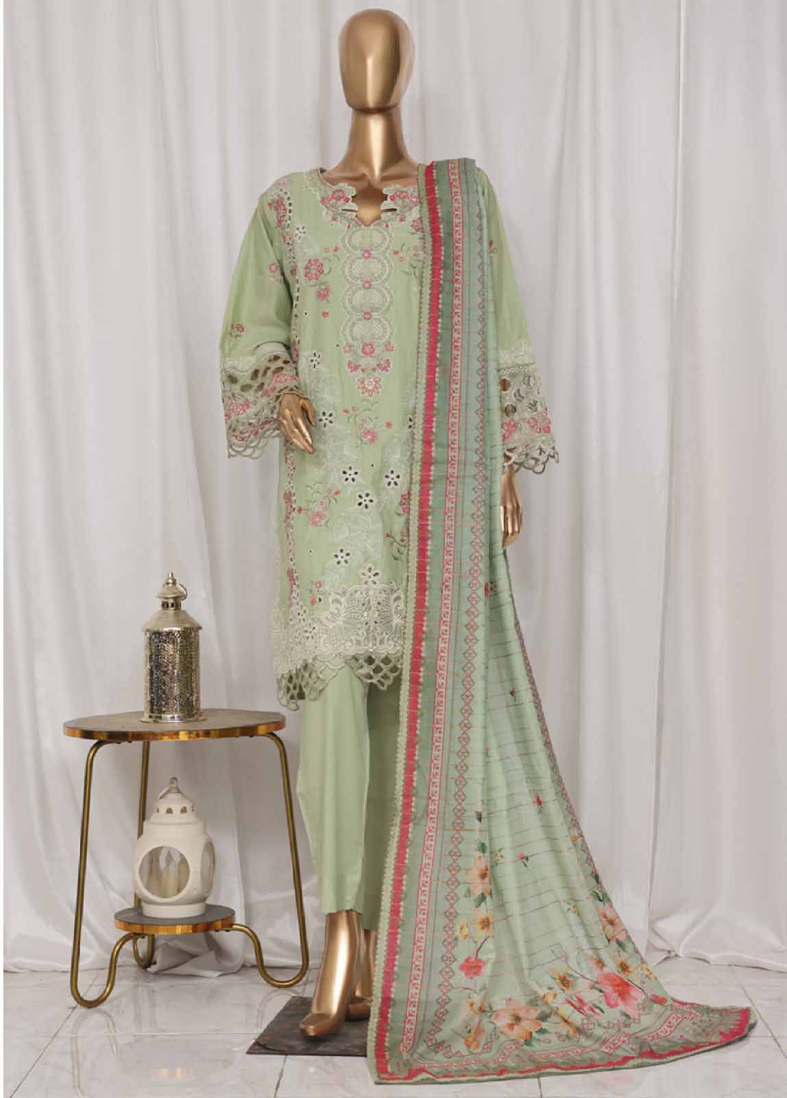 Bin Saeed Fabric - LF-133A- 3 Piece Luxury Embroidered Stitched Suit