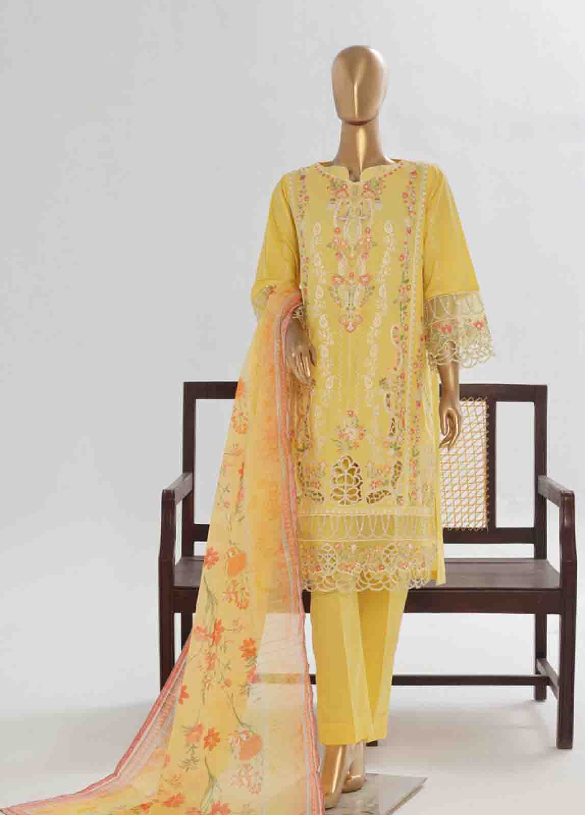 Bin Saeed Fabric - LF-135 F- 3 Piece Luxury Embroidered Stitched Suit