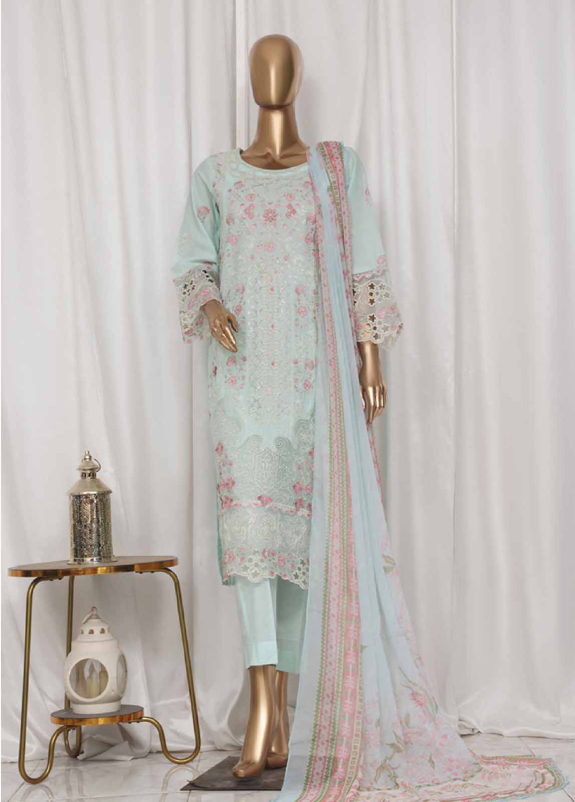 Bin Saeed Fabric - LF-137E- 3 Piece Luxury Embroidered Stitched Suit