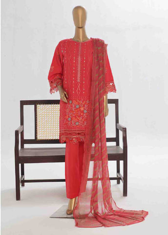 Bin Saeed Fabric - LF-138 R- 3 Piece Luxury Embroidered Stitched Suit