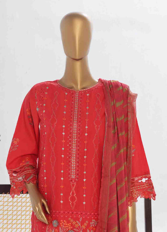Bin Saeed Fabric - LF-138 R- 3 Piece Luxury Embroidered Stitched Suit