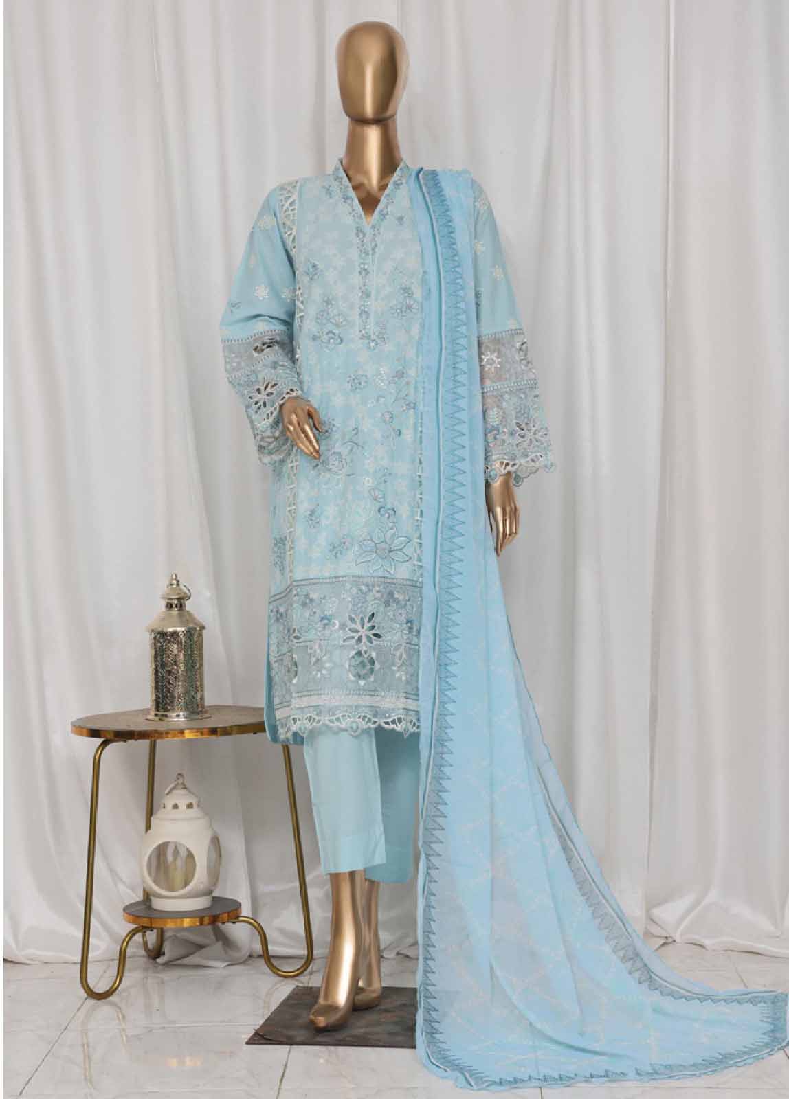Bin Saeed Fabric - LF-142B- 3 Piece Luxury Embroidered Stitched Suit