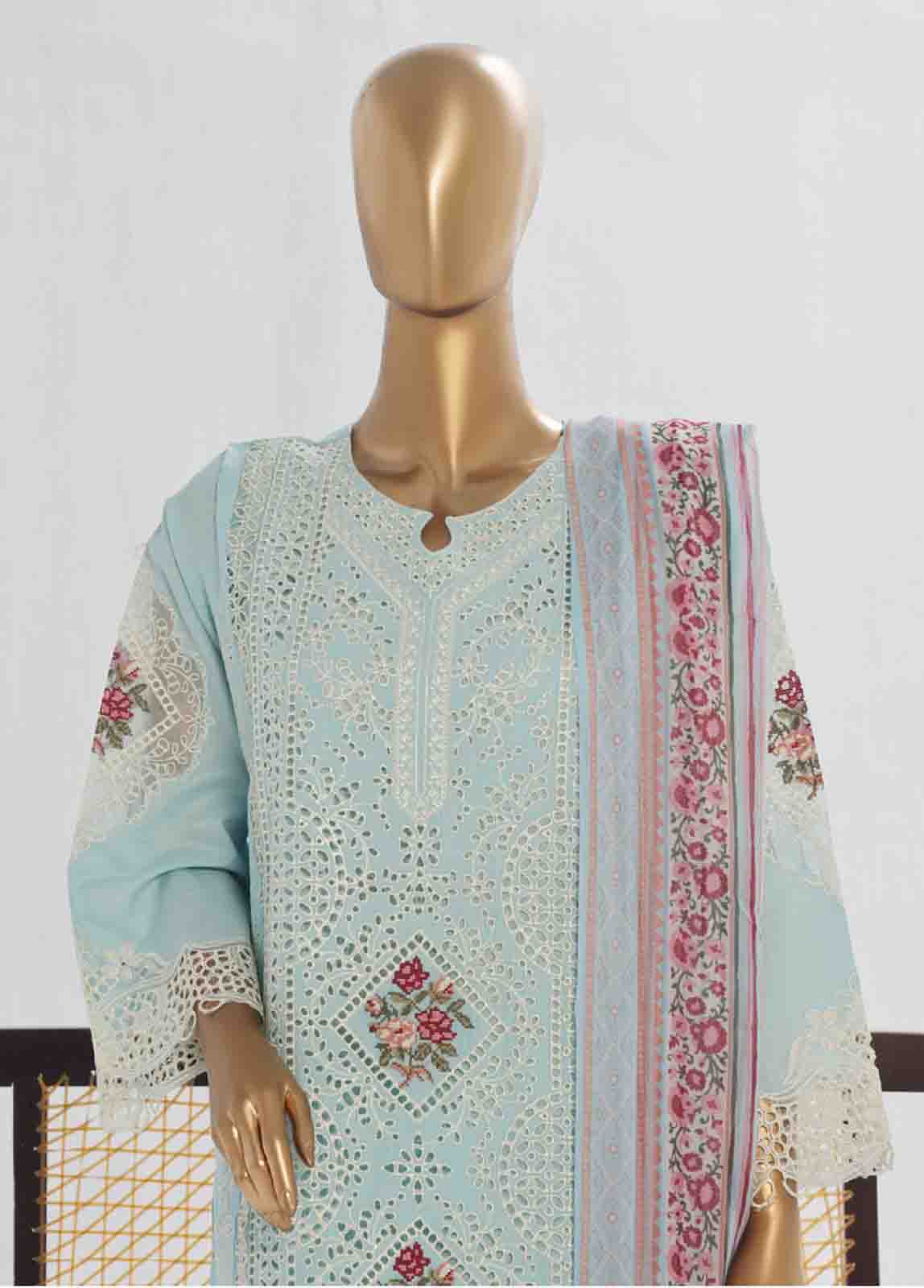 LF-142 F- 3 Piece Luxury Embroidered Stitched Suit
